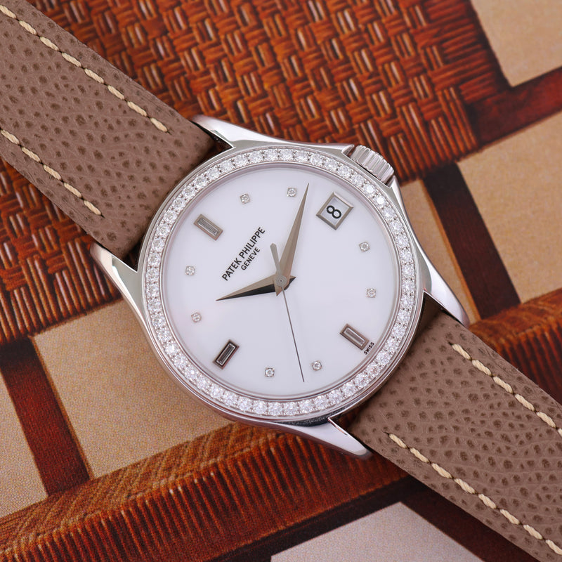 2010s Patek Philippe Jumbo Calatrava Diamond-set glossy white Dial 5108G