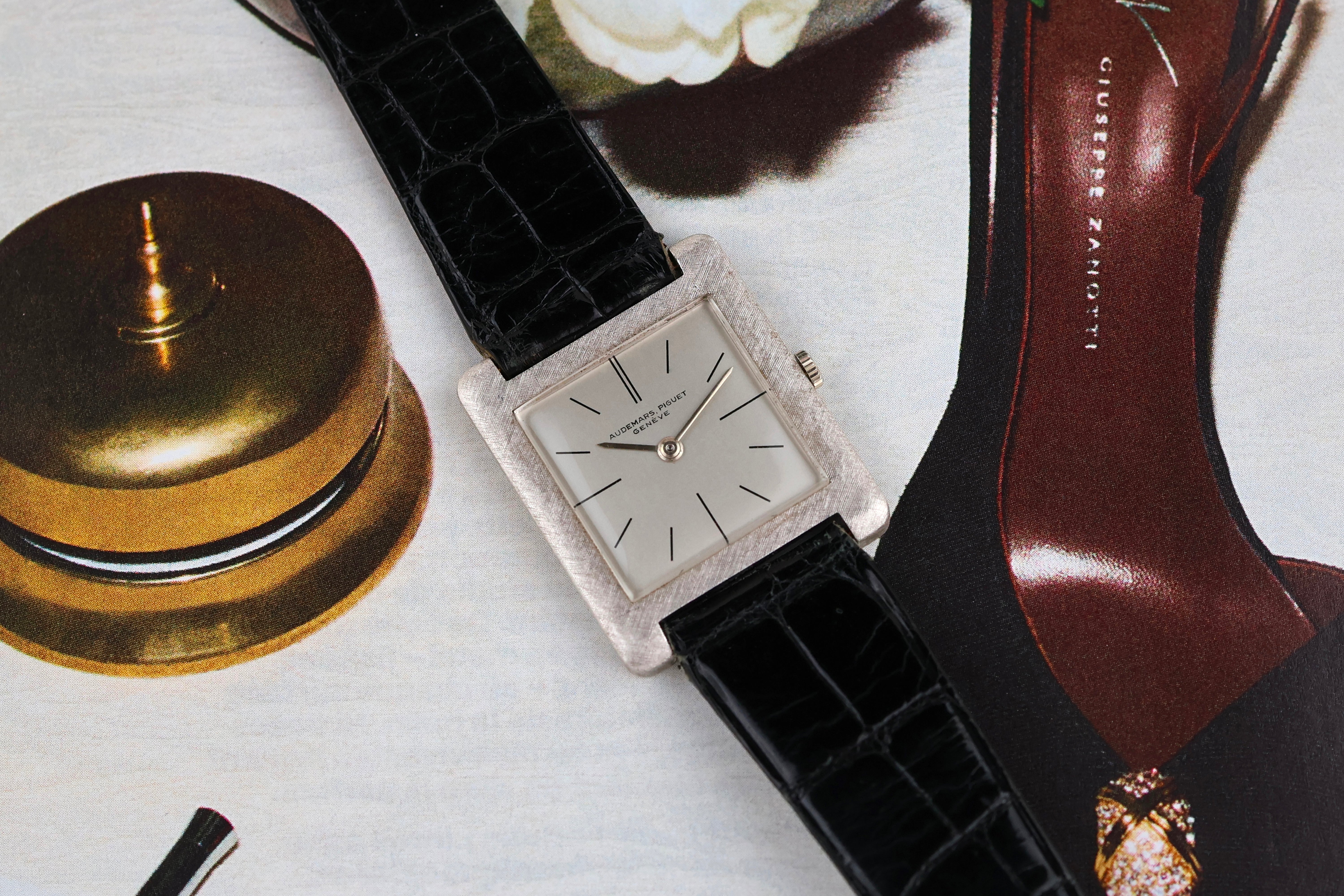 1950s Audemars Piguet Tank Normale Ultra-Thin 18k White Gold Silvered ...