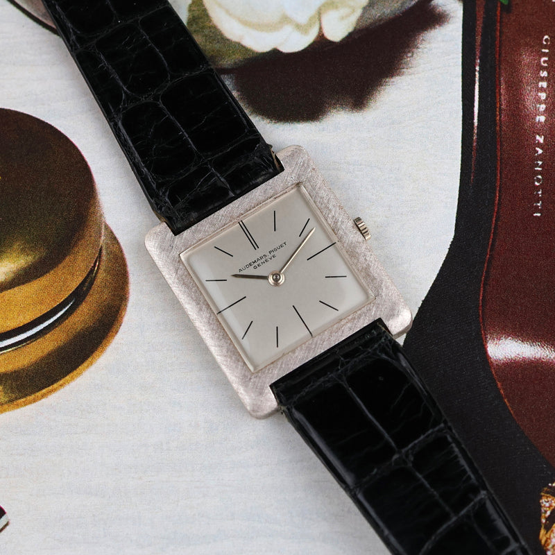 1950s Audemars Piguet Tank Normale Ultra-Thin 18k White Gold Silvered dial 83