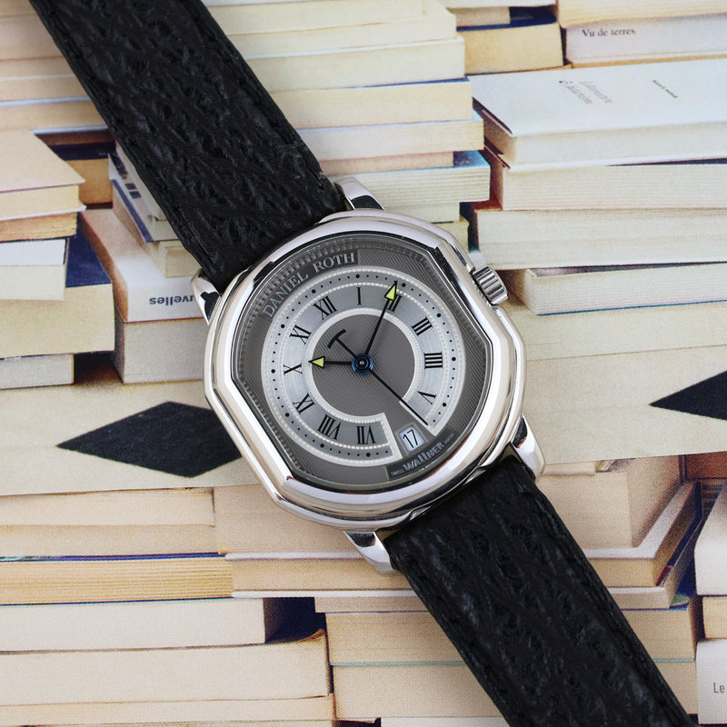 Full Set 1990s Daniel Roth Le Sentier Double-signed "Wallner" Grey guilloché Dial 2177