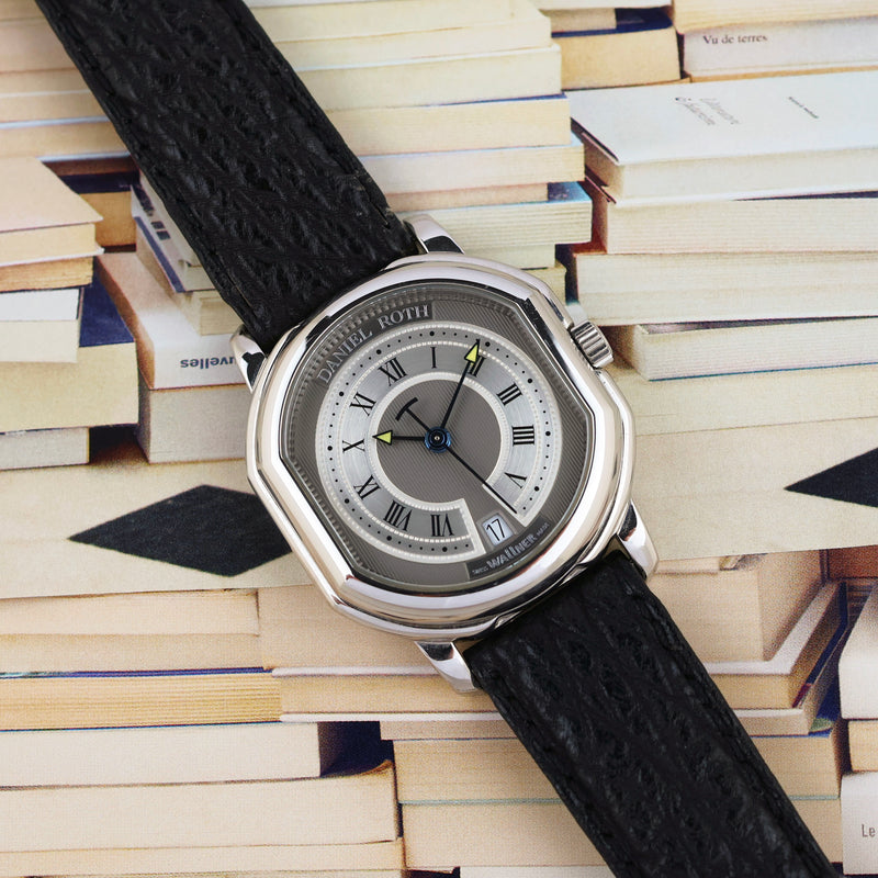 Full Set 1990s Daniel Roth Le Sentier Double-signed "Wallner" Grey guilloché Dial 2177