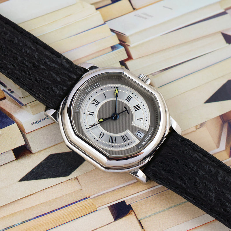 Full Set 1990s Daniel Roth Le Sentier Double-signed "Wallner" Grey guilloché Dial 2177