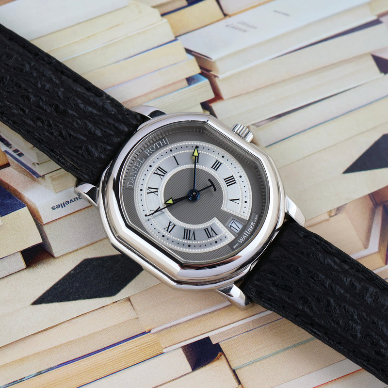 Full Set 1990s Daniel Roth Le Sentier Double-signed "Wallner" Grey guilloché Dial 2177