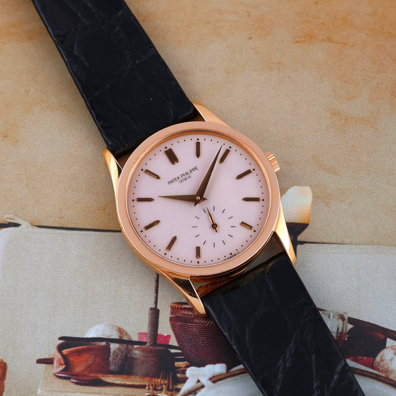 1993 Patek Philippe Calatrava 18k Rose Gold Ivory-White Dial 3796 with extract from the archives