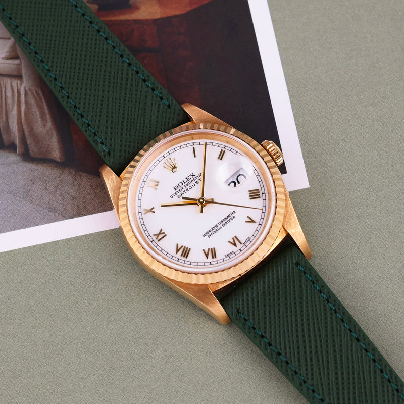1994 Rolex Oyster Perpetual Datejust 18k Yellow Gold No Lume White Dial 16238