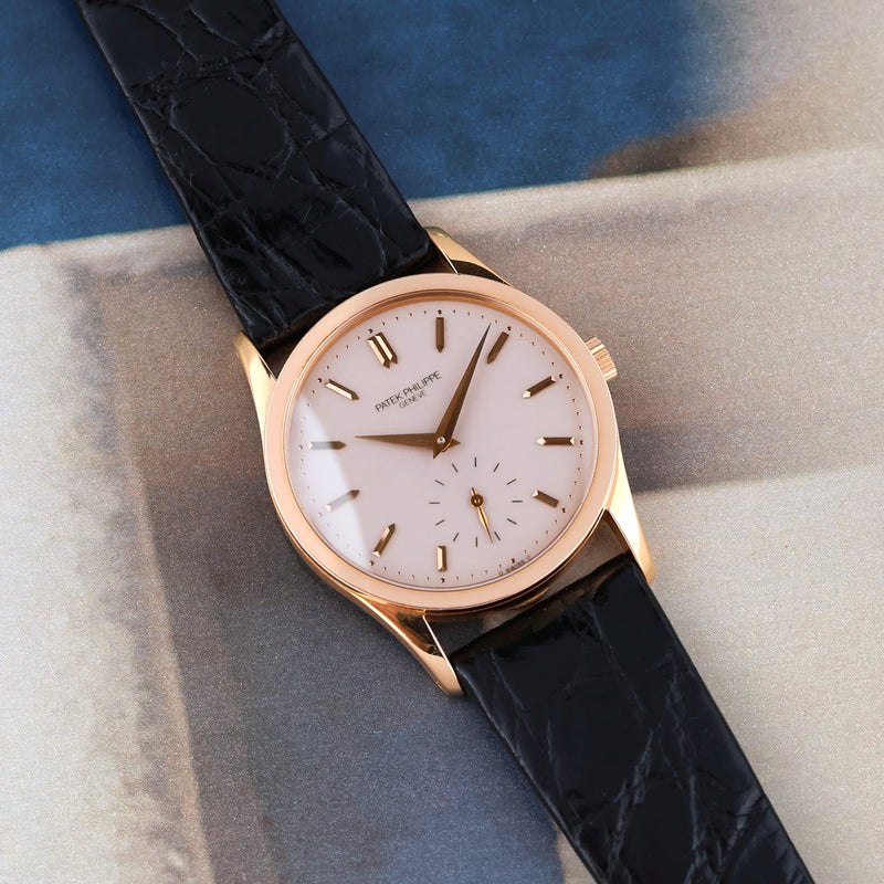 1993 Patek Philippe Calatrava 18k Rose Gold Ivory-White Dial 3796 with extract from the archives