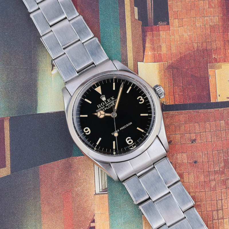 1964 Rolex Oyster Perpetual Explorer Super Precision Double Swiss Gilt Dial 5500