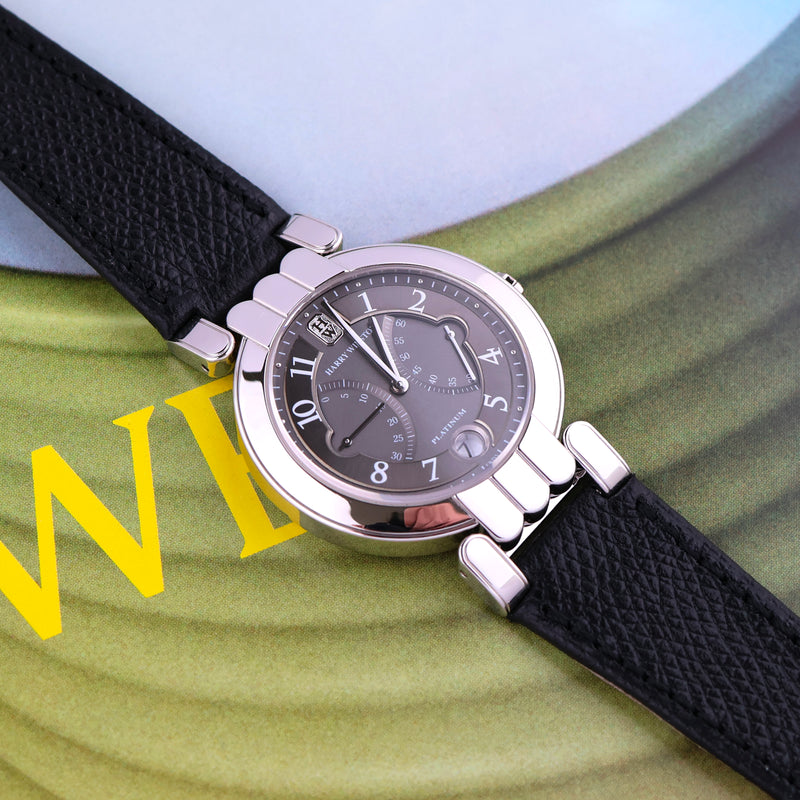 2010s Limited Edition Harry Winston Platinum Premier Excenter bi-retrograde seconds and date Grey Dial 200-MADSR37P