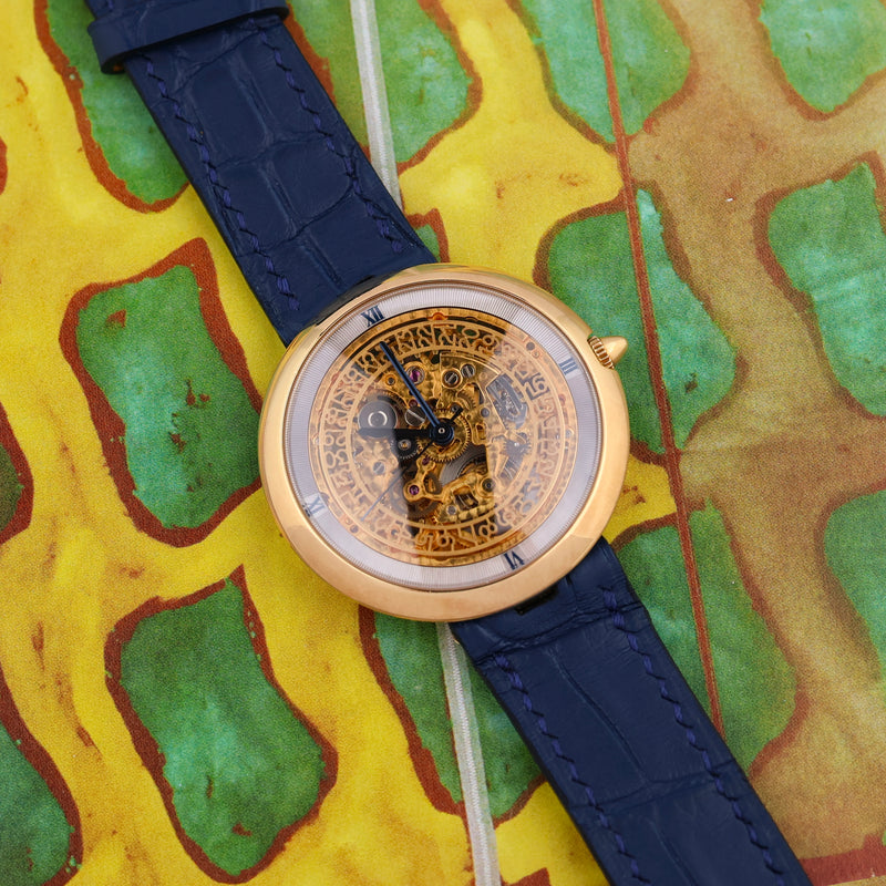 1990s Chaumet Pebble 18k yellow gold Skeleton date Automatic 13A