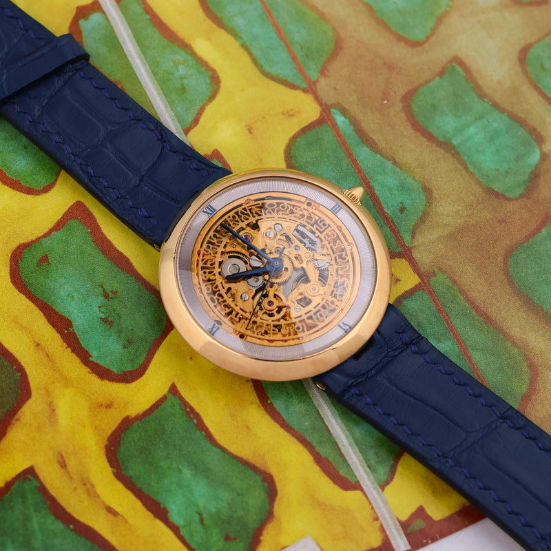 1990s Chaumet Pebble 18k yellow gold Skeleton date Automatic 13A