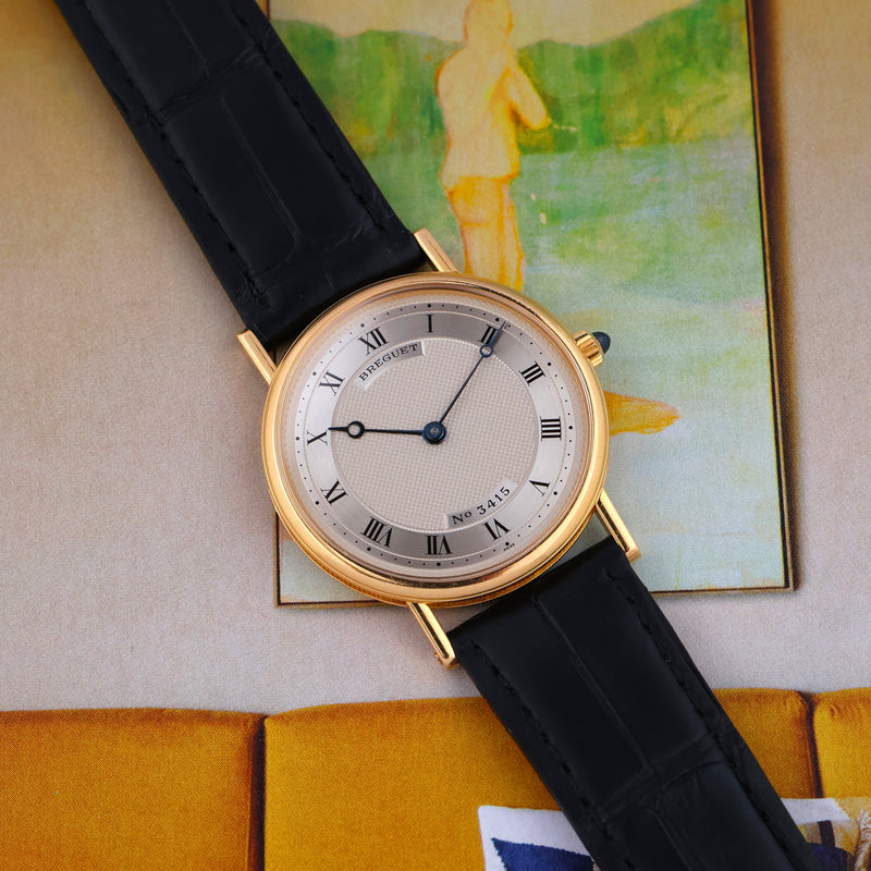 1995 Breguet Classique 18k Yellow Gold Guilloché engraved silvered Dial 3500 E Series