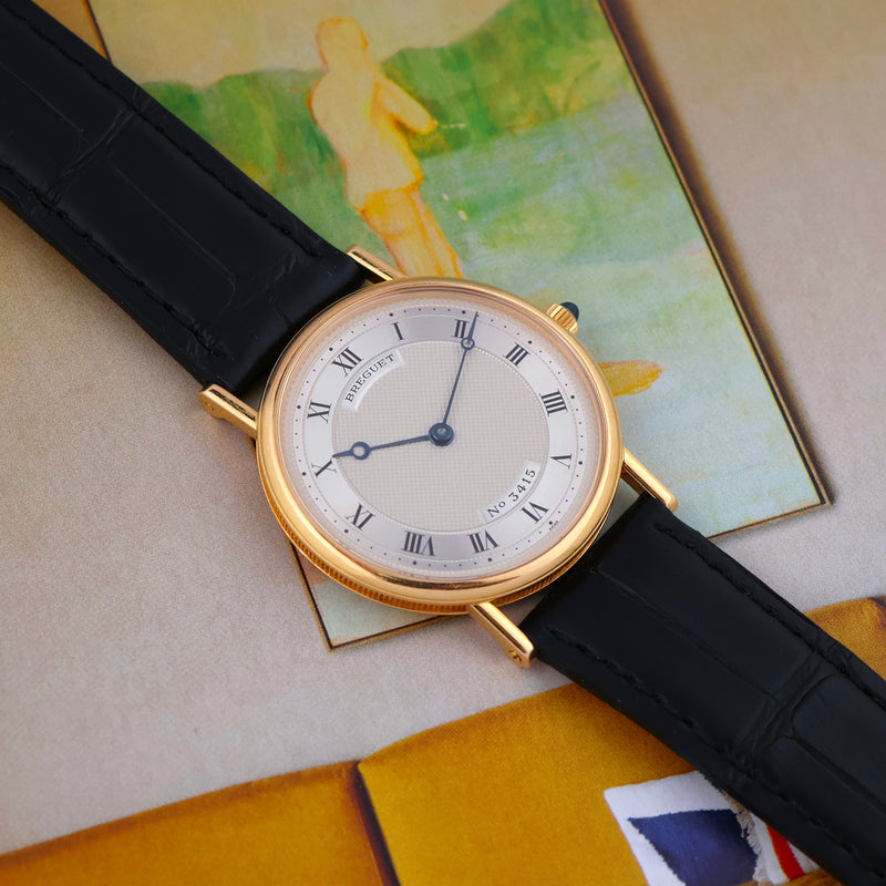 1995 Breguet Classique 18k Yellow Gold Guilloché engraved silvered Dial 3500 E Series