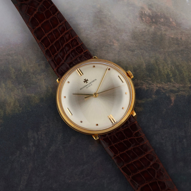 1960s Vacheron Constantin Oversized Disco Volante 18k Yellow Gold Silver Sunburst Dial 6487
