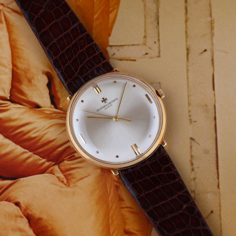 1960s Vacheron Constantin Oversized Disco Volante 18k Yellow Gold Silver Sunburst Dial 6487
