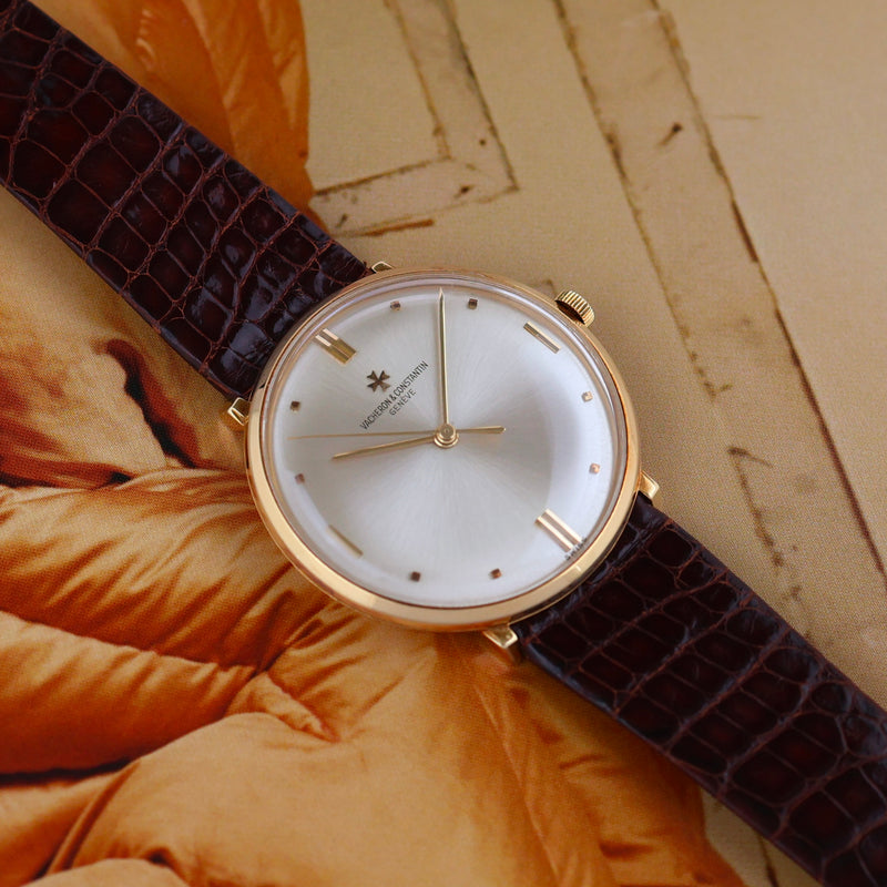 1960s Vacheron Constantin Oversized Disco Volante 18k Yellow Gold Silver Sunburst Dial 6487