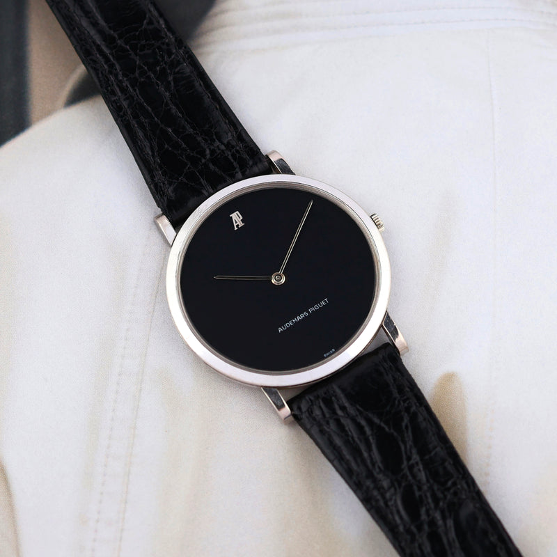1960s Audemars Piguet Ultra Thin Oversize 18k White Gold Black Dial 5448BC