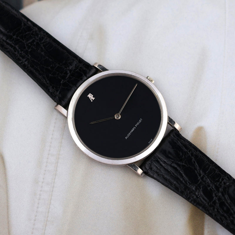1960s Audemars Piguet Ultra Thin Oversize 18k White Gold Black Dial 5448BC