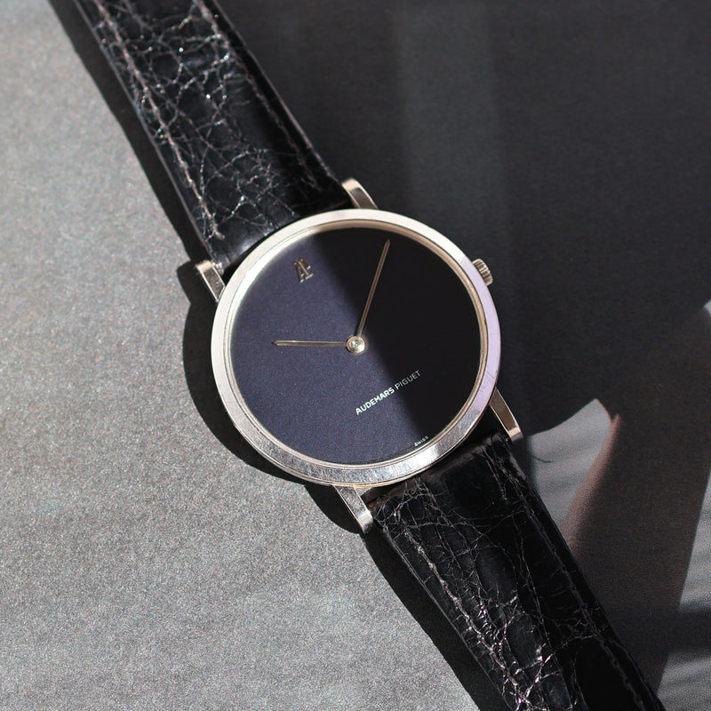 1960s Audemars Piguet Ultra Thin Oversize 18k White Gold Black Dial 5448BC