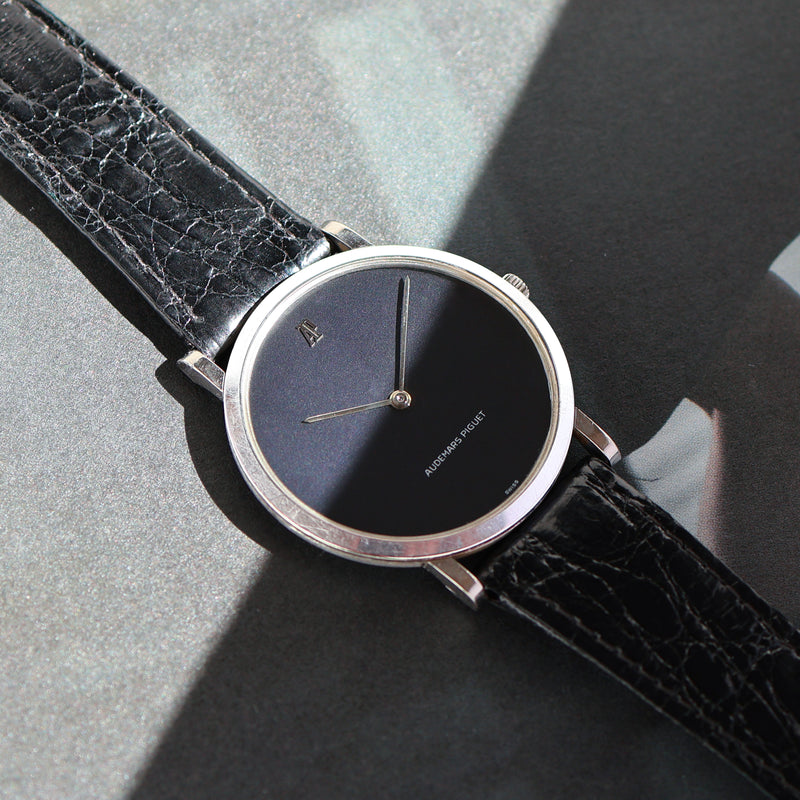 1960s Audemars Piguet Ultra Thin Oversize 18k White Gold Black Dial 5448BC