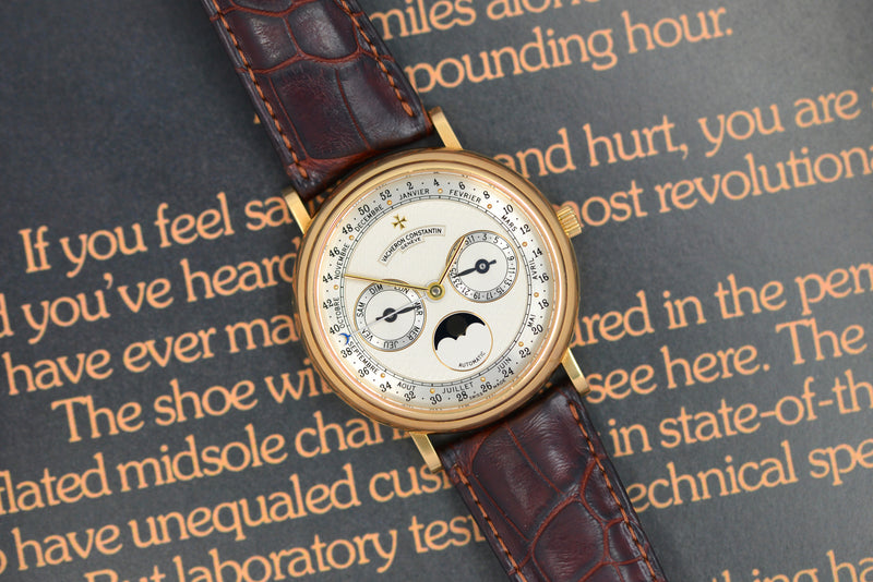 1990s Vacheron Constantin Patrimony Annual Calendar 18k Yellow Gold Guilloché Dial 47052