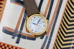 1990s Audemars Piguet Dual Time 18k Yellow Gold White Dial 25685 BA