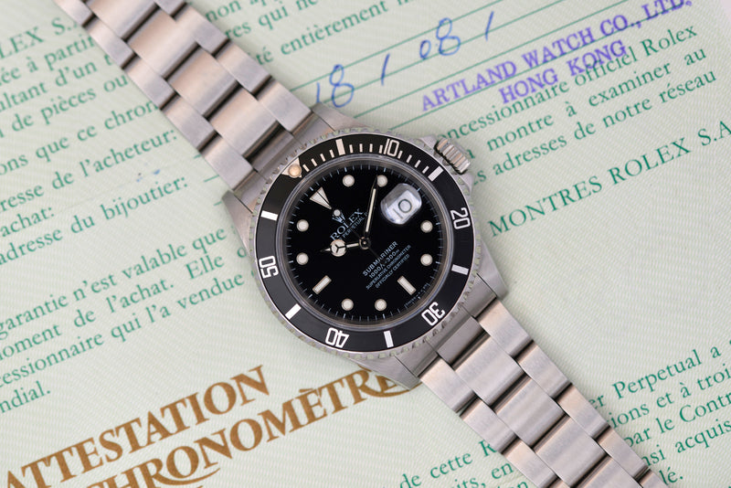 1991 Rolex Oyster Perpetual Submariner Date 16610 with papers