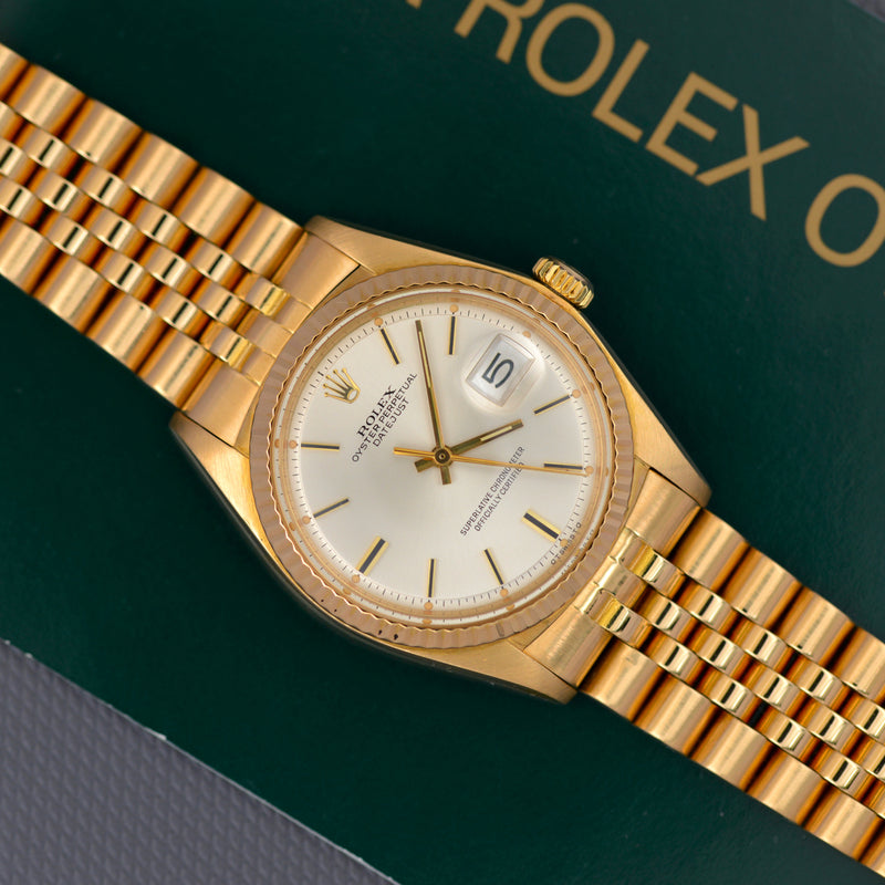 1977 Rolex Oyster Perpetual Datejust 18K Yellow Gold "Sigma" silver dial 1601