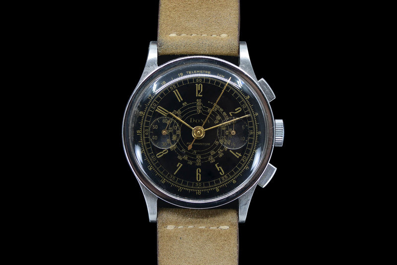 1940s Doxa "Art Deco" Oversize Gilt Chronograph