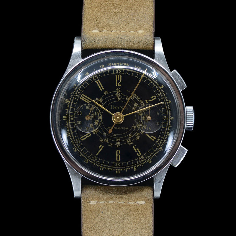 1940s Doxa "Art Deco" Oversize Gilt Chronograph